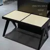 Banca tejida de ratán Estilo nórdico Madera maciza Estilo zen Banca para cambiarse los zapatos Doble capa tejida de ratán Superficie de ratán Banca larga para una, dos o tres personas