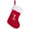 Calcetines de Punto Rojos de Navidad con 26 Letras Transfronterizos Adornos Navideños de Alta Gama Bolsas de Dulces Bordadas Suministros de Decoración