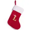 Calcetines de Punto Rojos de Navidad con 26 Letras Transfronterizos de Año Nuevo Decoración Colgante de Navidad de Alto Grado Bolsas de Dulces Suministros