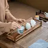 Estante para tazas de té de bambú estante de almacenamiento para juego de té estante de exhibición para tetera estante antiguo Estante para secar tazas estante de drenaje cobertizo de té de bambú ciervo de ciruelo