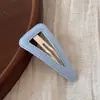 Pinza para el pelo de triángulo grande a cuadros de tela estilo coreano, Pinza simple y de moda para patillas laterales, Pinza Bb hueca, Accesorio para el cabello de alta gama