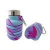 Tetera plegable redonda de silicona resistente a altas temperaturas, Taza de agua para deportes de ciclismo al aire libre, Tabla de hielo retráctil portátil