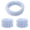 Faixa de Cabelo e Pulseira de Flanela Cor Lisa Três Peças para Lavagem do Rosto Feminino Pulseira de Pelúcia Amazon Transfronteiriça