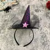 Diadema de Halloween sombrero de bruja diadema de sombrero mágico decoración de maquillaje diadema con borde de encaje tocado de pasador de calabaza divertido