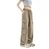 [250408003] Overol Americano Primavera y Verano para Mujer Delgado Pareja Casual Pantalones de Pierna Ancha Rectos