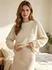 Suéter de malha fofo com bolinhas, gola redonda, estilo europeu e americano transfronteiriço para mulheres, novo outono e inverno, malha versátil e solta