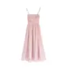 Vestido francés de vacaciones en la playa 2024 Nuevo para mujer Falda de hada rosa Súper hada Estilo Mori Falda de tirantes Verano para mujer