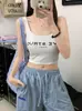 Nuevo Estilo Camisola con Letras Estampadas para Mujer, Versátil, Sin Aros, con Almohadillas en el Pecho, Espalda Bonita, Aspecto Adelgazante Tubo Superior, Top Sexy, Verano