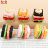 Omelete Fluido Multi-Camadas Hambúrguer Brinquedo Alimentício DIY Cola de Creme Resina Acessórios para Joias Pingente de Gotejamento de Óleo Ornamento
