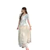 Top de Punto con Encaje Patchwork y Cuello en V Estilo Puro Deseo para Mujer, Nuevo Modelo de Verano con Diseño Ceñido a la Cintura, Blusa Elegante y Adelgazante de Manga Corta