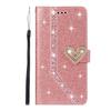 Funda de cuero con tarjetero para iPhone 14, funda protectora con purpurina Love Glitter para Promax SE3/8Plus