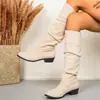 Em estoque acumulado novas botas femininas Tamanho de bota Europeu e Americano Comprimento Outono e Inverno Cano Atacado Cano Alto Joelho grande não ultrapassa Botas de couro Transfronteiriças Branco