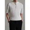 Camiseta de Punto de Manga Corta para Hombre con Textura de Trenzado, Estilo Old Money, Seda de Hielo, Verano, Fábrica Transfronteriza Venta al por Mayor