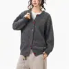 Jaqueta de casal color block rad preguiçosa suéter cardigã retrô moderno abotoada malha de inverno unissex caimento solto