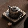 Té de estilo japonés con esmalte de hierro dorado, zen marchito, es la olla antigua de cocción temprana, hecha a mano, cerámica tosca, tetera de tamaño pequeño, olla individual, tetera