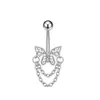 Anillo de Acero Inoxidable y Resina para Ombligo con Cruz, Estilo Dulce Europeo y Americano, Piercing para Ombligo Incrustado con Diamantes, Joyería de Piercing de Alta Gama