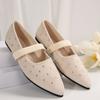 Zapatos planos de boca baja con punta de diamante de imitación de comercio exterior de Japón y Corea del Sur, zapatos de trabajo de gamuza de talla grande para mujer transfronterizos para las cuatro estaciones, deseo suministro