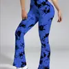 Nuevos Pantalones de Yoga Ajustados de Cintura Alta Sin Costuras Estilo Europeo y Americano Color Tie-Dye con Efecto Melocotón, Pantalones Acampanados, Pantalones Deportivos para Fitness, Leggings