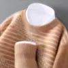 Novo Suéter 100% Lã Pura Outono e Inverno para Homens, Gola Redonda, Color-Blocking, Espessado, Suéter Pulôver Versátil, Camada Base de Tricô de Caxemira