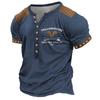 Camiseta con estampado digital para hombre, estilo europeo y americano, con estampado náutico, cuello redondo y 7 hebillas, informal, de manga corta.
