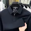 Camisa polo para hombre con forro de polar, nuevo modelo otoño 2026, color liso, sin costuras, camiseta de manga larga para hombre