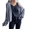 Bai Fen Zhi Yi Amazon Outono e Inverno Europeu e Americano Comércio Exterior Moda Cardigan Feminino Manga Longa Estampa de Leopardo Jaqueta Suéter para Mulheres