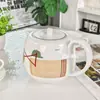 Juego de Té de Porcelana Ósea Exquisita para Banquetes en Casa y Té de la Tarde, Tetera, Taza de Café y Platillo, Pista de Obstáculos Ecuestres Simple Nórdica Transfronteriza