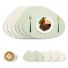 Jogo Americano de PVC Estilo Francês com Textura de Couro Bovino, Tapete de Mesa de Jantar Dupla Face, Jogo Americano de Couro em Formato de Gota para Utensílios de Mesa, Tapete de Isolamento Térmico, Porta-Copo