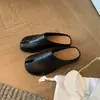 Versión de Piel de Vaca~ Nuevo Estilo Primavera/Otoño con Aumento de Altura de 3 cm~ Pantuflas Medias Versátiles y de Moda sin Cordones con Punta Dividida Estilo Pezuña de Cerdo para Mujer en Cuero Genuino