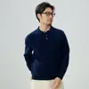 Suéter de cachemira pura para hombre, jersey casual versátil de otoño e invierno con cuello de polo, manga larga, tejido y cálido
