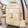 Bolsa de armazenamento fofa de desenho animado para encosto de banco, organizador multifuncional para banco de carro, protetor anti-sujeira para banco traseiro, protetor anti-chute, couro