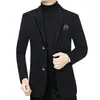 Nuevo Blazer de Traje para Hombre Otoño/Invierno 2026 Moda Casual Versátil Forro Polar Engrosado Cálido Lana para Hombres de Mediana Edad