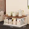 Armário de mesa de jantar porta-sachês de café e chá porta-copo d'água gaveta de máquina de café prateleira de armazenamento tipo gaveta caixa de armazenamento de balcão de bar prateleira de armazenamento de mesa