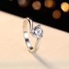 Anel de Zircônia Espumante de Um Quilate Moderno e Luxuoso para Homens e Mulheres com Anel de Diamante Simulado Diamante Anel Aberto para Dedo Indicador Aliança de Casamento Anel