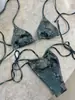 INS transfronterizo verano camuflaje europeo y americano correa de pedrería copa triangular sexy chica caliente traje de baño bikini para vacaciones en la playa