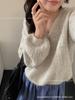 Suéter de Punto de Punto Coreano de Alta Gama con Hilo Floral Morado Cuello en V para Mujer Otoño e Invierno Holgado, Suave y Versátil Top de Punto