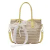 Bolsa de Palha Tecida com Cor Contrastante Novo Design Verão 2026 Casual para o Dia a Dia Férias Estilo Crossbody Bolsa de Praia