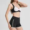 Conjunto de Yoga Color Block Transfronteiriço para Mulheres, Lindo Design nas Costas, Top Esportivo de Yoga à Prova de Impacto, Shorts de Yoga de Cintura Alta, Levanta Bumbum