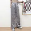 Pantalones de terciopelo de pierna ancha para mujer, Nuevo estilo Primavera 2026, Pantalones negros rectos adelgazantes, Diseño de cintura alta, Pantalones casuales