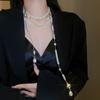 Collar de perlas largas irregulares, estilo francés, ligero, de lujo, elegante, de lana, con cadena, sencillo, de alta gama, al por mayor, para mujer.