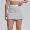 Novo Estilo Transfronteiriço Cor Nude Toque Macio Bloco de Cores Cintura Alta Costela Falso Duas Peças Saia Esportiva Anti-Exposição Saia de Tênis Roupa de Yoga