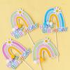 Adorno para Pastel de Arcoíris Plug-in 1 Año Mariposa Bola de Pelo Globo Arcoíris Castillo HP Tarjeta Plug-in Vestido de Cumpleaños para Niños