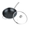 Nuevo wok de acero inoxidable 304 logo personalizado wok microhumo doble cara panal estufa de inducción