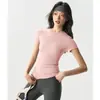 Nuevo Conjunto de Verano para Mujer de Manga Corta para Fitness, Delgado, Alta Elasticidad, Secado Rápido, Traje de Entrenamiento de Pilates, Camiseta de Yoga, Top Deportivo