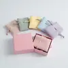 Venda Direta da Fábrica Bolsa para Joias de Couro Sintético de Microfibra Bolso Simples de Couro com Cordão Microfibra de Couro de Alta Qualidade Microfibra