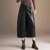 Pantalones casuales simples de PU a la moda y versátiles, nuevo estilo 2026, elegantes, casuales, de cintura alta, adelgazantes, con caída, pantalones tipo harén para mujer, otoño e invierno