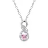 Collar con Símbolo del Infinito, Figura de Ocho, Corazón Entrelazado y Piedra de Nacimiento para Mujer, Colgante de Circón de Doce Colores en Forma de Corazón con Diamantes Completos, Cadena para Clavícula
