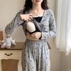 Pijama de Modal Primavera y Otoño con Almohadillas en el Pecho para Mujer, Conjunto de Ropa de Casa de Manga Larga Estilo Puro Lust de Gama Alta, Estilo Caliente para Transmisión en Vivo Dropshipping