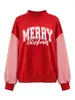 Sudadera deportiva de manga larga con retazos a cuadros de cuello alto para mujer, comercio exterior de Navidad de Amazon