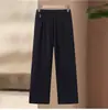 Calça Mom Estilo Novo, Calça de Verão Fina de Perna Larga para Mulheres de Meia-Idade, Cintura Elástica, Calça Casual de Caimento Solto para Mulheres de Meia-Idade e Idosas